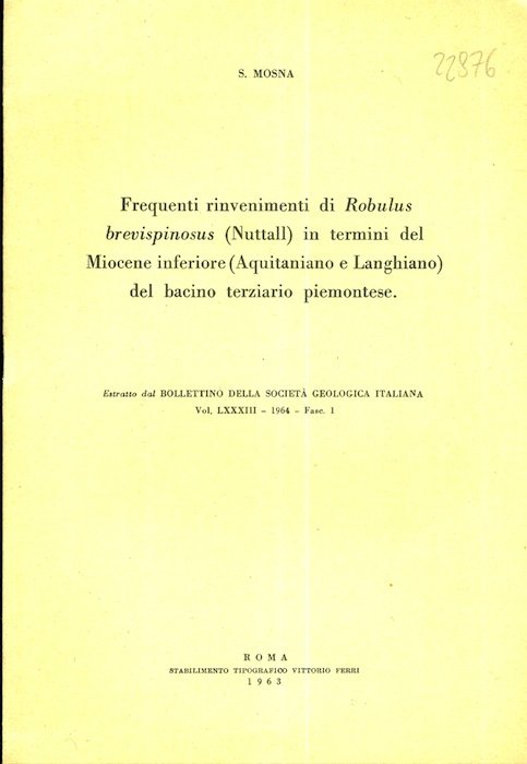 Frequenti rinvenimenti di Robulus brevispinosus (Nuttall) in termini del Miocene …