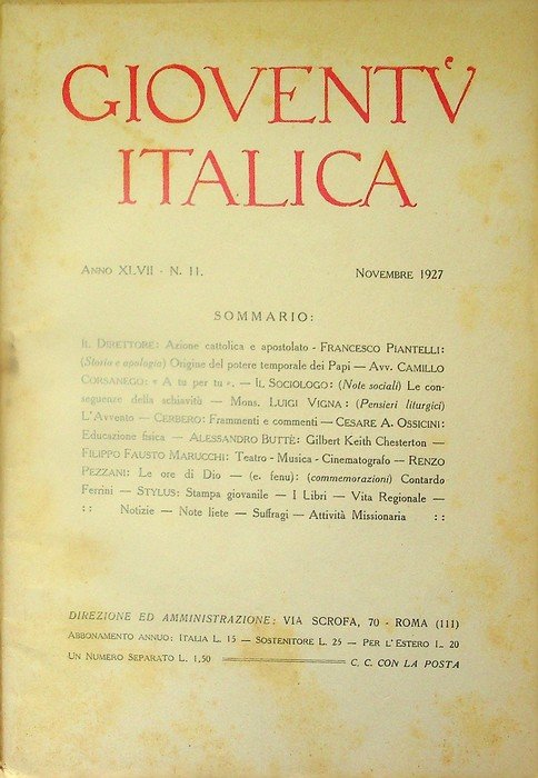 Gioventù italica: organo ufficiale mensile della gioventù cattolica italiana: A. …