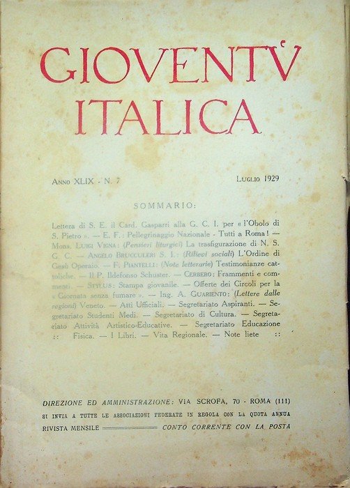 Gioventù italica: organo ufficiale mensile della gioventù cattolica italiana: A. …