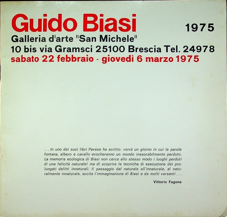 Guido Biasi: Brescia, Galleria d'arte Â”San MicheleÂ”: sabato 22 febbraio …