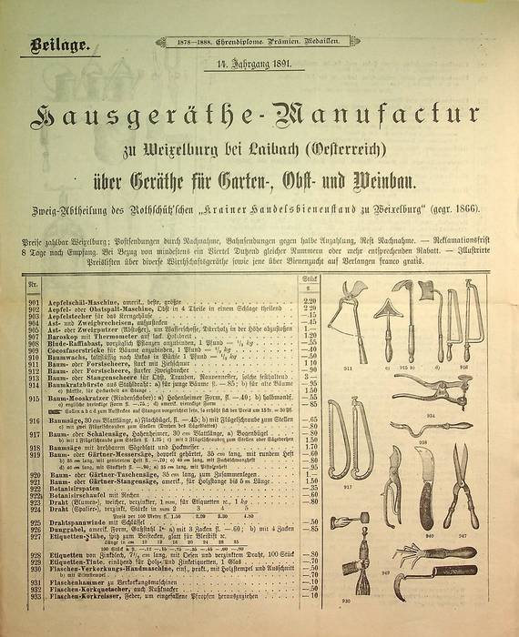 Hausgeräthe- Manufactur zu Weixelbur bei Laibach (Oesterreich) über Geräthe für …