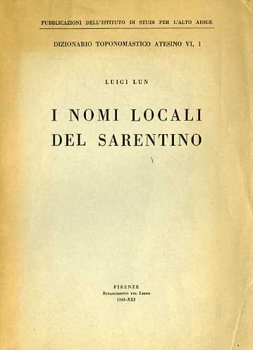 I nomi locali del Sarentino.