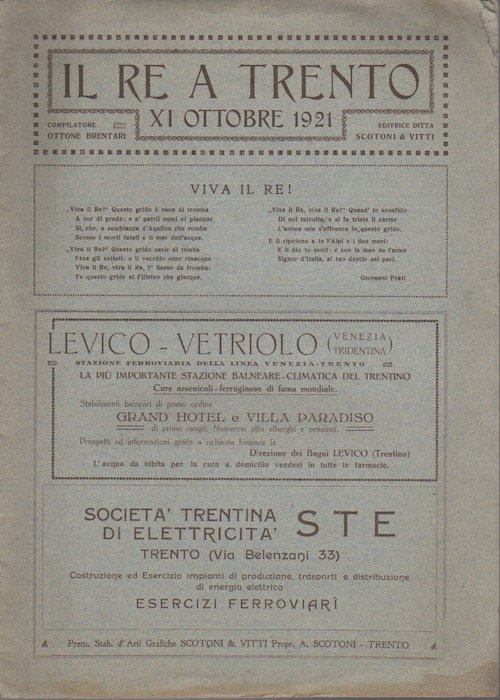 Il re a Trento: XI ottobre 1921.