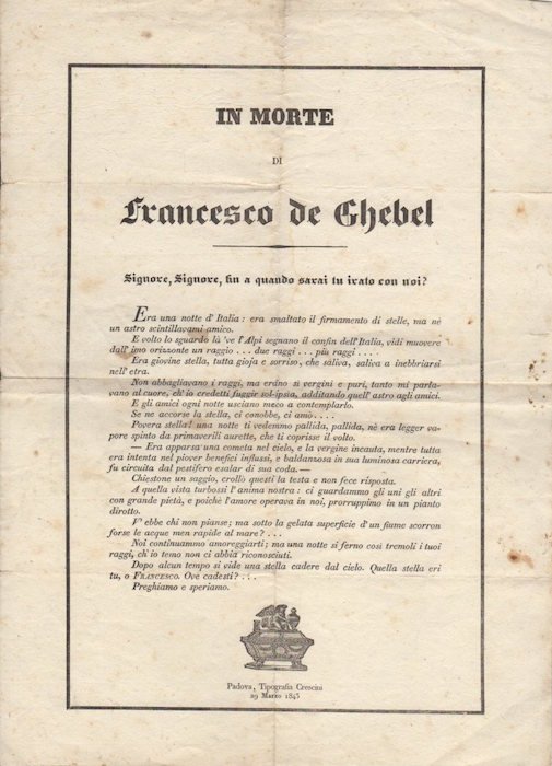 In morte di Francesco de Ghebel.