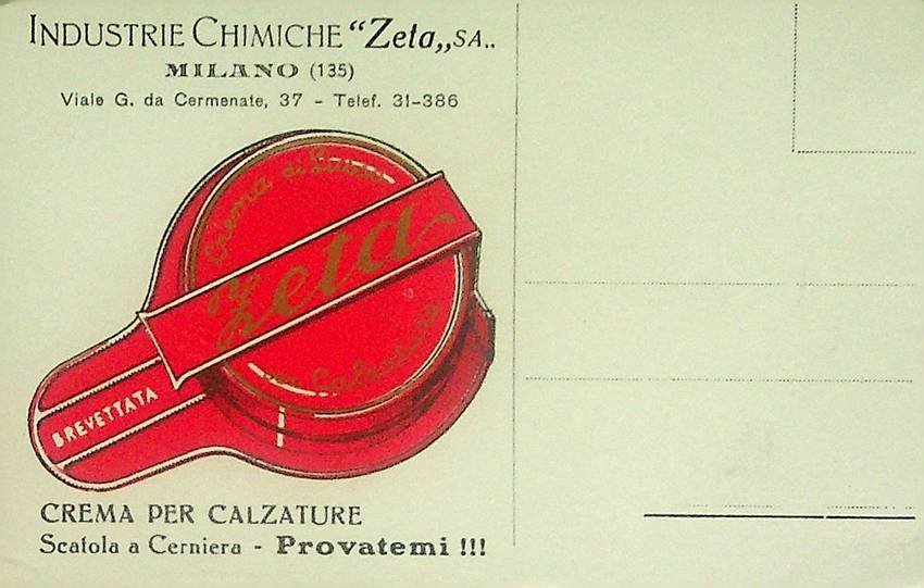 Industrie chimiche "Zeta": Milano: Crema per calzature: scatola a cerniera: …