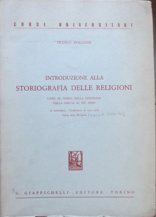 Introduzione alla storiografia delle religioni.