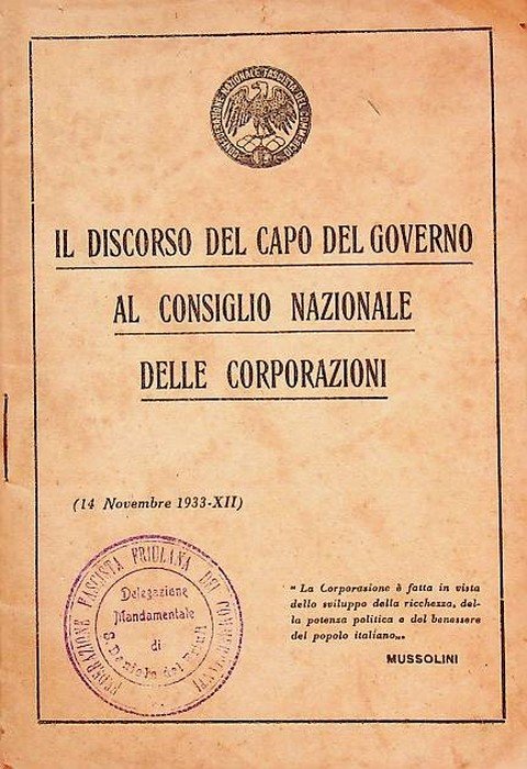 Istituzione delle corporazioni: relazioni, discussioni, voti e discorso di s. …