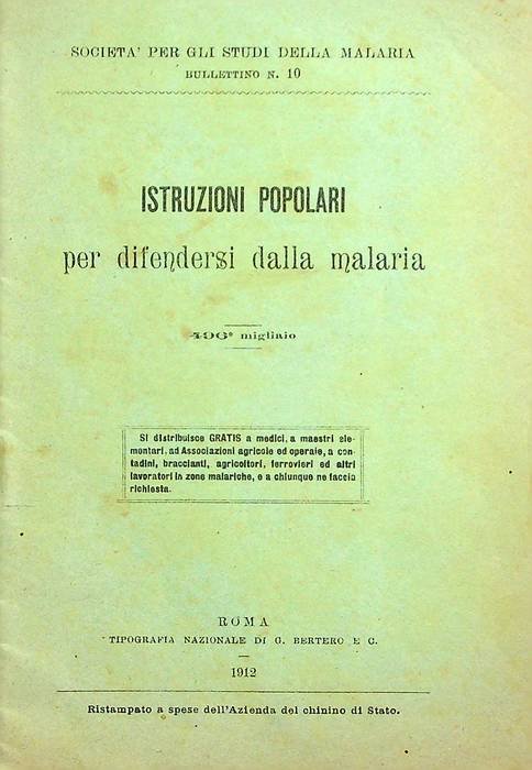 Istruzioni popolari per difendersi dalla malaria: (SocietÃ per gli studi …