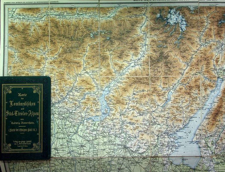 Karte der Lombardischen und SÃ¼dtiroler-Alpen.