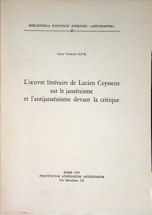 L'oeuvre littÃ©raire de Lucien Ceyssens sur le jansÃ©nisme et l'antijansÃ©nisme … | Immagine principale