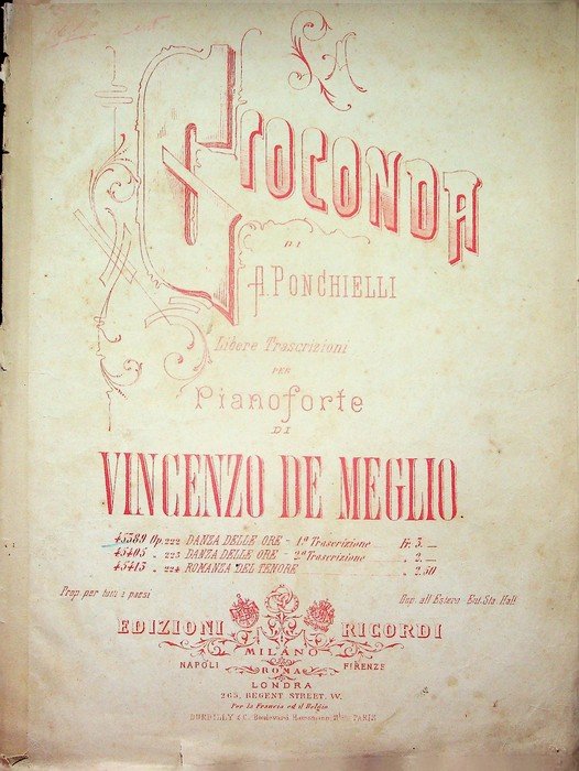 La Gioconda di A. Ponchielli: libere trascrizioni per pianoforte: 45389 …