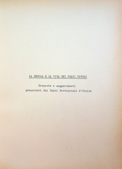 La regola e la vita dei frati minori: proposte e … | Immagine principale