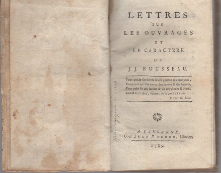 Lettres sur les ouvrages et le caractÃ¨re de J. J. …