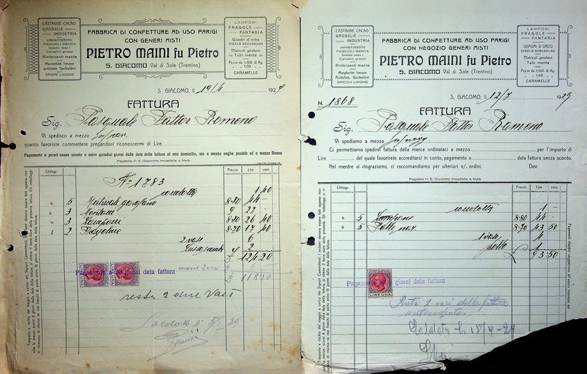 Lotto di 13 fatture della fabbrica di confetture ad uso … | Immagine principale