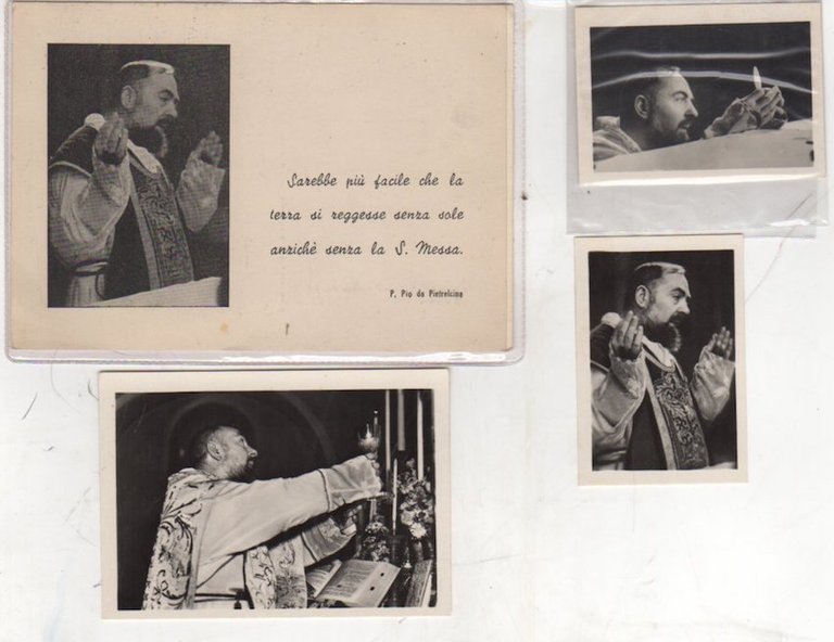 Lotto di 4 fotografie originali di San Pio da Pietralcina.