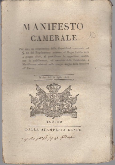 Manifesto camerale per cui, in eseguimento delle disposizioni contenute nel …