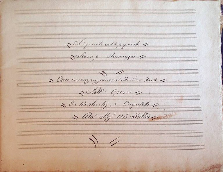 MANOSCRITTO MUSICALE COEVO: Oh, quante volte, e quante - Scena, …