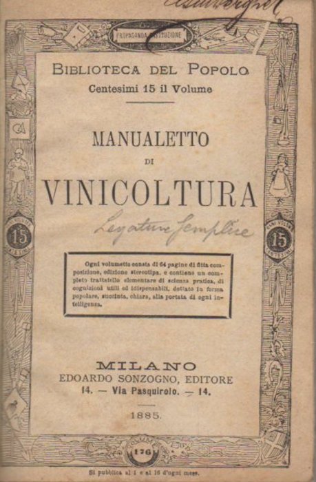 Manualetto di vinicoltura.