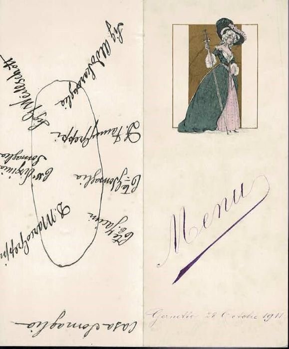 Menu Gernetto 28 Octobre 1911.