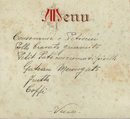 Menu Hotel Central 21.XII.1920.