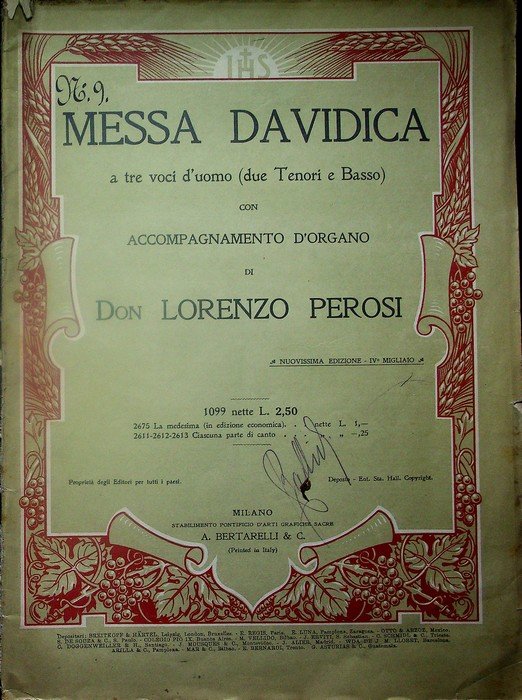 Messa Davidica a tre voci d'uomo (due Tenori e Basso), …