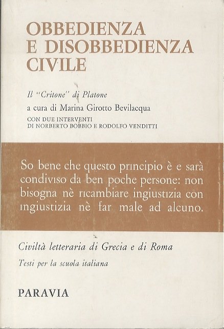 Obbedienza e disobbedienza civile: il Critone di Platone: per la …