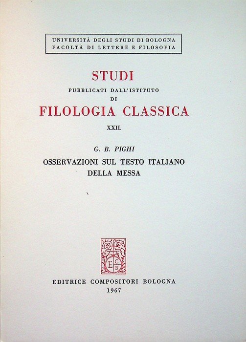Osservazioni sul testo italiano della Messa.
