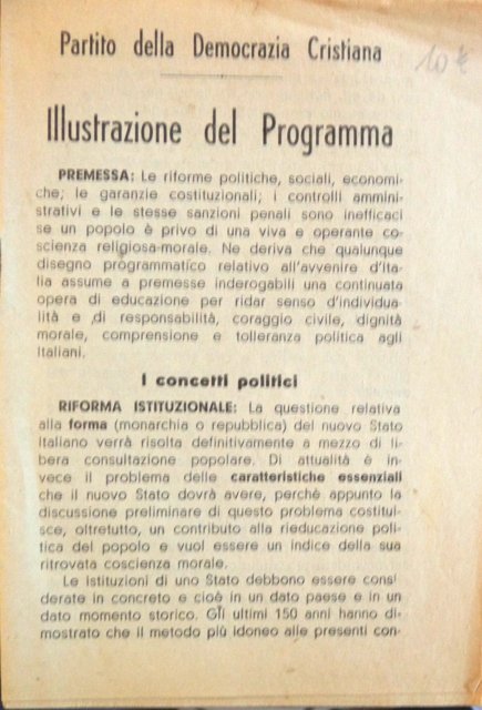 Partito della Democrazia Cristiana: illustrazione del programma.