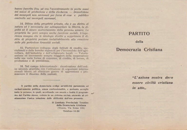 Partito della Democrazia Cristiana: l'azione nostra deve essere civiltÃ cristiana …