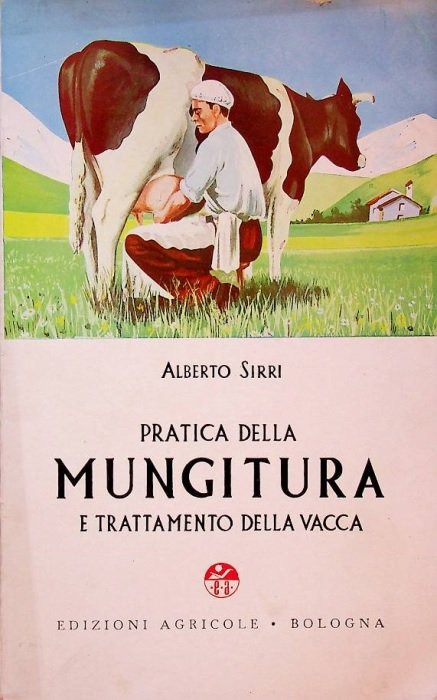 Pratica della mungitura e trattamento della vacca.