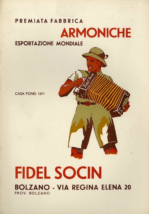 Premiata fabbrica armoniche esportazione mondiale, Fidel Socin. Casa fondata del …