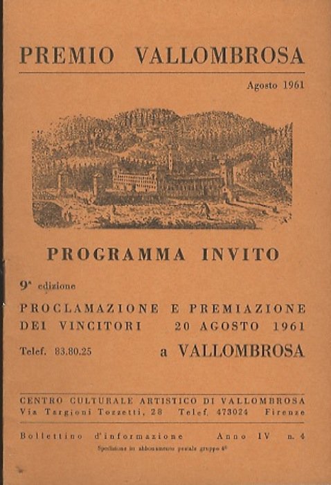 Premio Vallombrosa: programma invito.