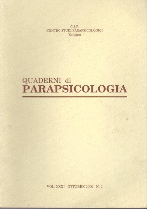 Quaderni di parapsicologia. Volume XXXI - Ottobre 2000. N. 2.
