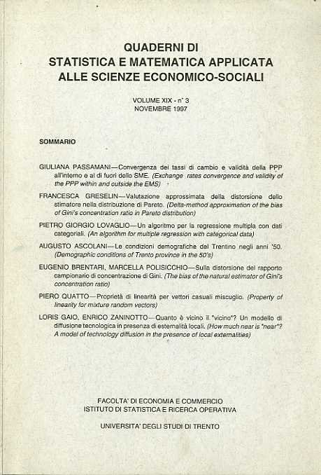 Quaderni di statistica e matematica applicata alle scienze economico-sociali.