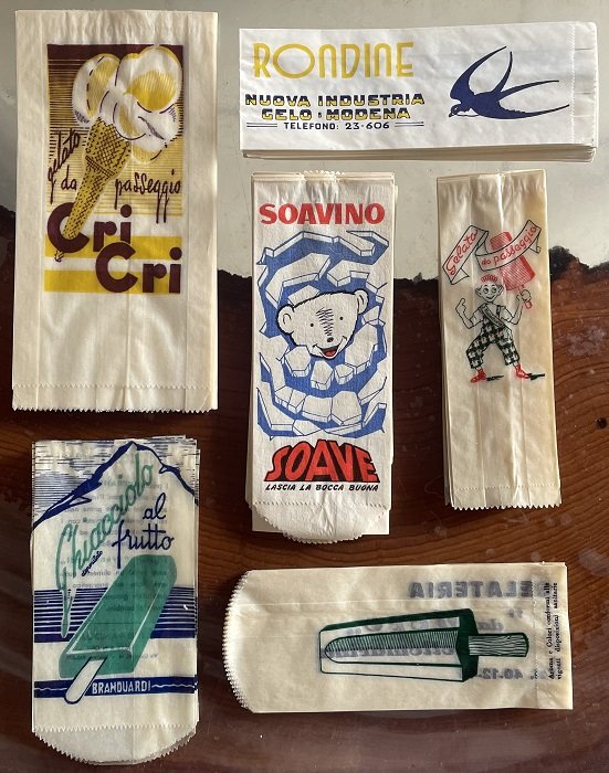 Raccolta di 6 bustine per gelati degli anni '20 ca.