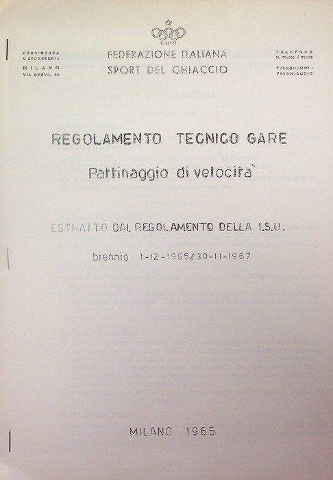 Regolamento tecnico gare pattinaggio di velocitÃ :