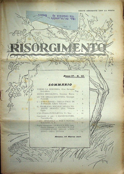 Risorgimento: rivista settimanale politica: A. II - N. 12: Milano, … | Immagine principale