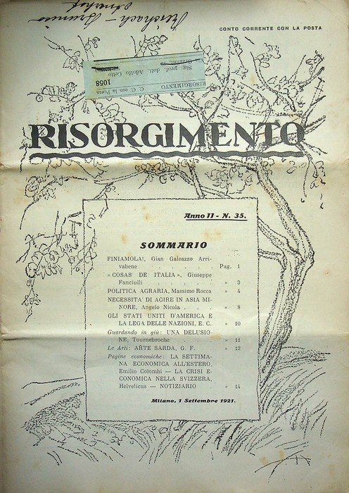 Risorgimento: rivista settimanale politica: A. II - N. 33: Milano, … | Immagine principale