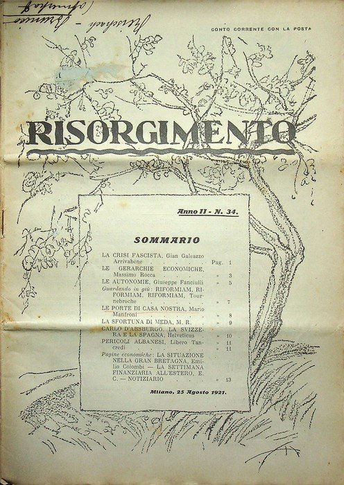 Risorgimento: rivista settimanale politica: A. II - N. 34: Milano, … | Immagine principale