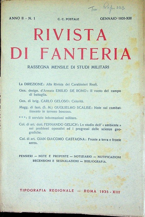 Rivista di fanteria: rassegna mensile di studi militari: Anno II …