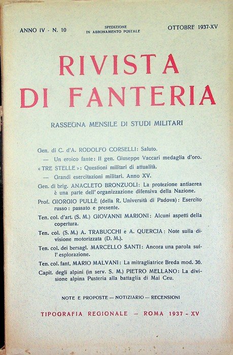 Rivista di fanteria: rassegna mensile di studi militari: Anno IV …