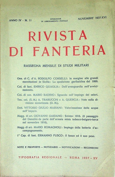 Rivista di fanteria: rassegna mensile di studi militari: Anno IV …