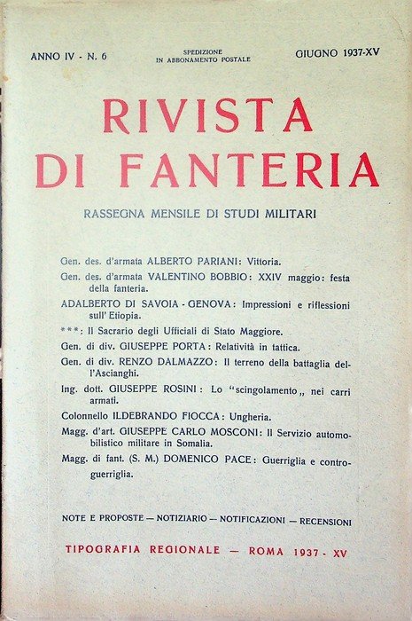 Rivista di fanteria: rassegna mensile di studi militari: Anno IV …