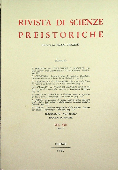 Rivista di scienze preistoriche: A. XXII,2 (1967).