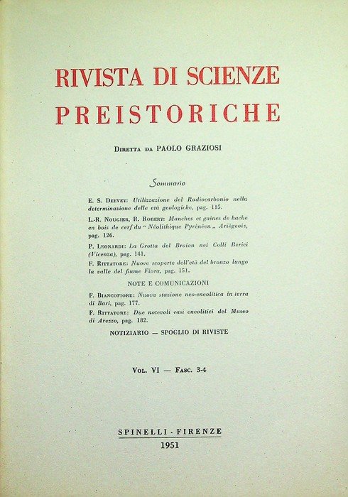 Rivista di scienze preistoriche: Vol. VI - Fasc. 1-2.