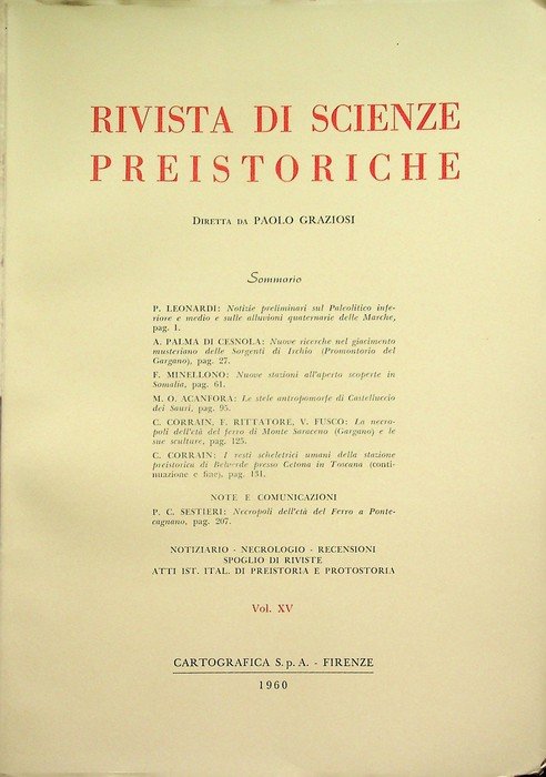 Rivista di scienze preistoriche: Vol. XV (1960).