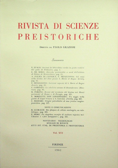 Rivista di scienze preistoriche: Vol. XVI (1961).