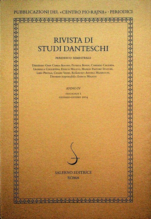 Rivista di studi danteschi: Anno IV - Fascicolo 1 (gennaio-giugno …