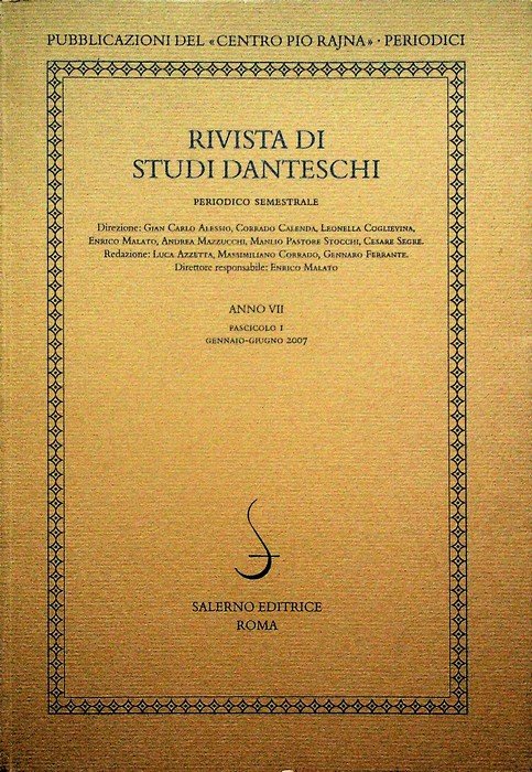 Rivista di studi danteschi: Anno VII - Fascicolo 1 (gennaio-giugno …