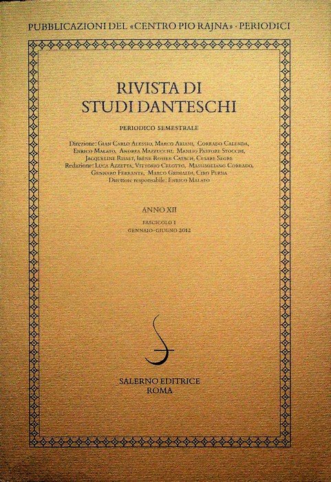 Rivista di studi danteschi: Anno XII - Fascicolo 1 (gennaio-giugno …